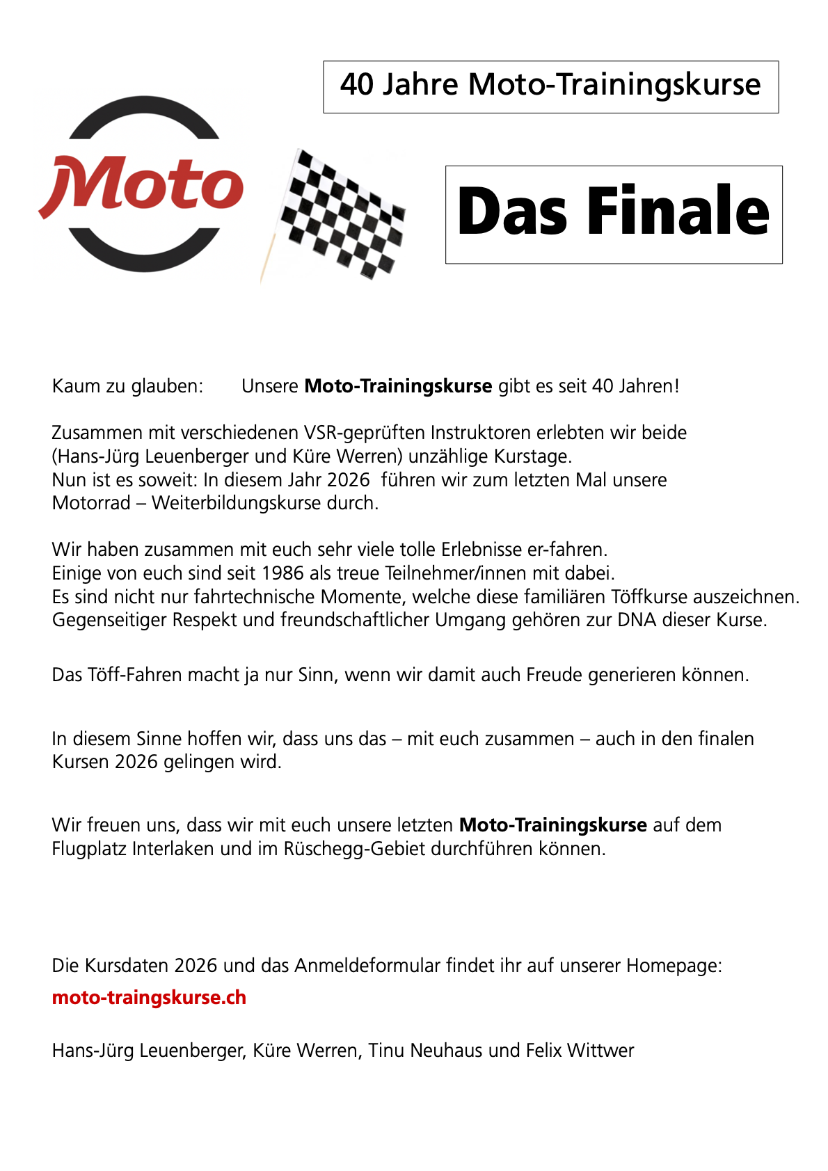40 Jahre Moto-Trainingskurse - Das Finale